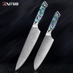 Steel Kitchen Knives Set Abalone Handle