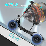 6000W Power Motor Electric Scooter 100km/h High Speed 13 inch Off Road Tire with Seat 30AH Strong Battery