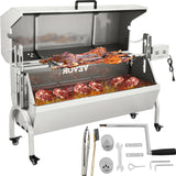 Electric Roaster Grill 2 in-1 BBQ Rotisserie W/ Lockable Wheels for Roasting