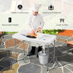 Folding Fish Fillet Cleaning Cutting Table w/ Sink Faucet