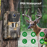 Trail Camera 36MP 1080P Game 120 Detection Range IP66 Waterproof No Glow Night Vision 75ft Trigger Distance