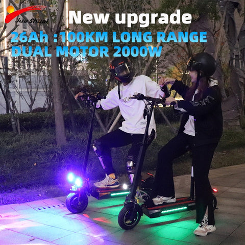Dual Motor Electric Scooter with Seat 100KM Long Range  60KM/H High-Speed 10-Inch Pneumatic Tires Foldable