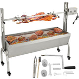 Electric Roaster Grill 2 in-1 BBQ Rotisserie W/ Lockable Wheels for Roasting