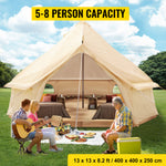 4-12 Person Waterproof Cotton Canvas Bell Tent W/ Stove Hole