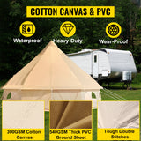 4-12 Person Waterproof Cotton Canvas Bell Tent W/ Stove Hole