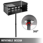 Heavy Duty Grilll Single Post w/ Cooking Grate 360º Adjustable Park-Style