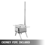 Tent Wood Stove Stainless Steel W/Folding Pipe