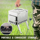 Tent Wood Stove Stainless Steel W/Folding Pipe